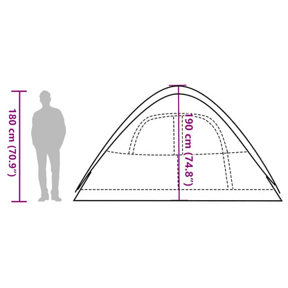 Detail van de vidaXL koepeltent met afmetingen en hoogte-informatie voor 6 personen.