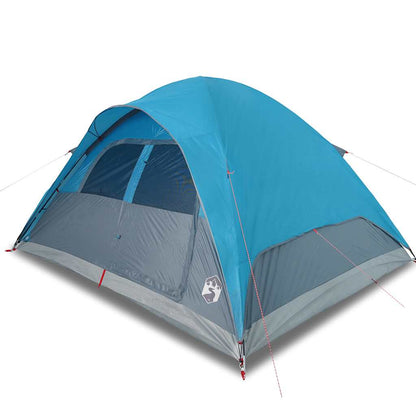 Zijaanzicht van de vidaXL koepeltent in blauw met een waterdicht ontwerp.