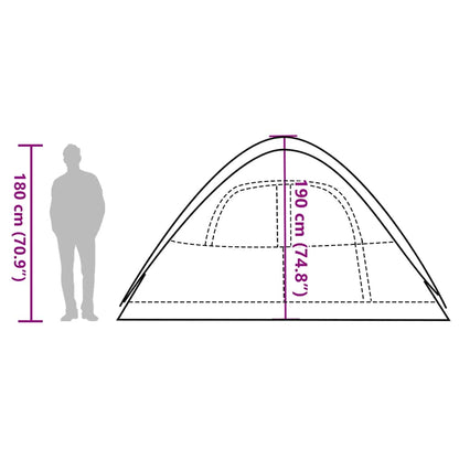 Zijaanzicht van de vidaXL koepeltent met afmetingen en hoogte-indicatie.