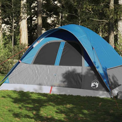 Blauwe vidaXL koepeltent voor 6 personen, waterdicht met ventilatieopening.