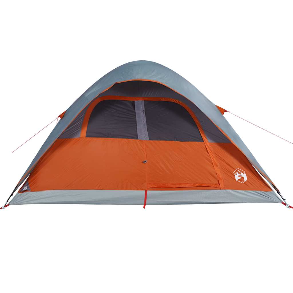 Detail van de vidaXL koepeltent met oranje en grijze kleuren, zijaanzicht.