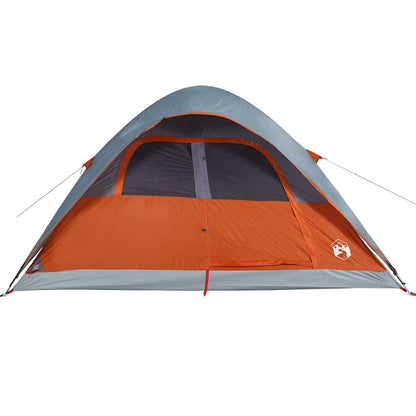 Detail van de vidaXL koepeltent met oranje en grijze kleuren, zijaanzicht.