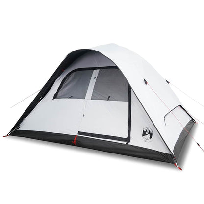 Detail van de vidaXL koepeltent in wit en zwart met een ventilatierooster.