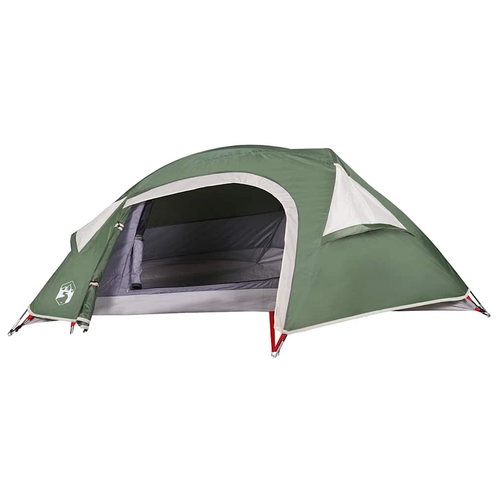 Detail van de groene vidaXL koepeltent met open ingang en ventilatierooster.