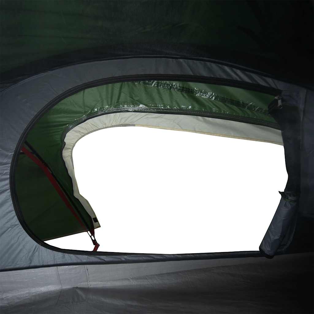 Detail van het ventilatierooster van de vidaXL 1-persoons koepeltent in groen.