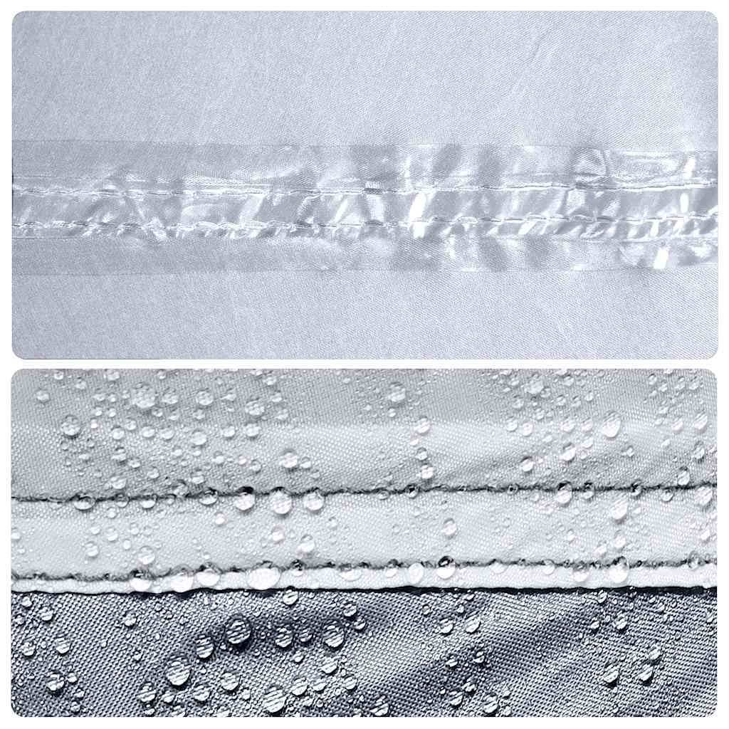 Detail van de waterdichte stof van de vidaXL koepeltent met druppels en naden.