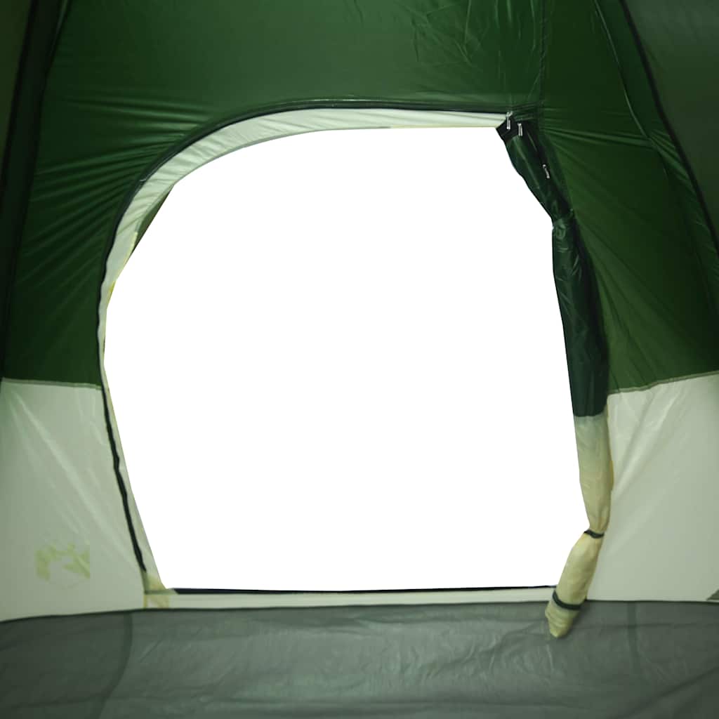 Detail van de groene vidaXL koepeltent met open ingang en waterdichte voering.