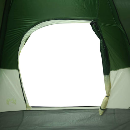 Detail van de groene vidaXL koepeltent met open ingang en waterdichte voering.