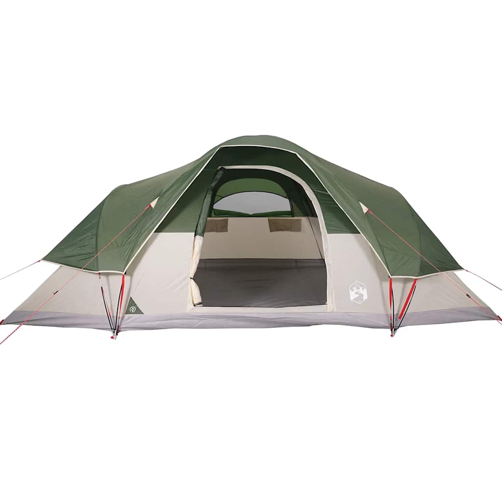 Detail van de groene vidaXL koepeltent met open ingang en ventilatiewanden.