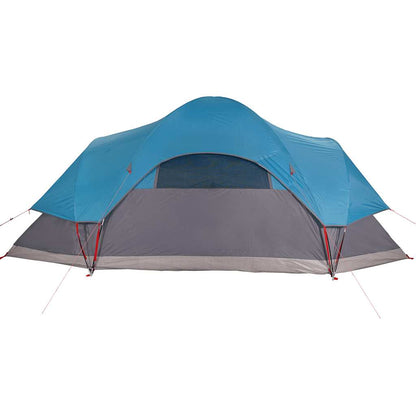 Zijaanzicht van de vidaXL koepeltent in blauw met waterdichte en windbestendige eigenschappen.