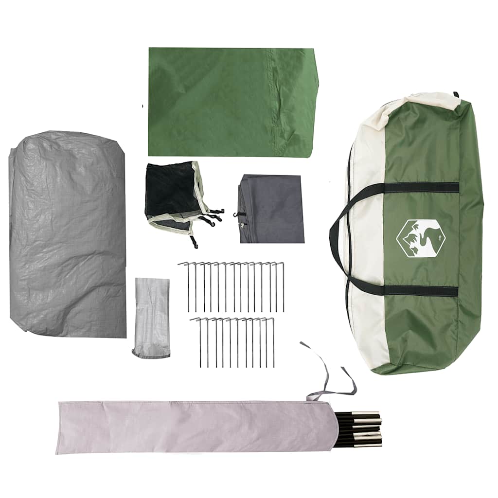 Detail van de accessoires voor de vidaXL koepeltent, inclusief stokken en haringen.