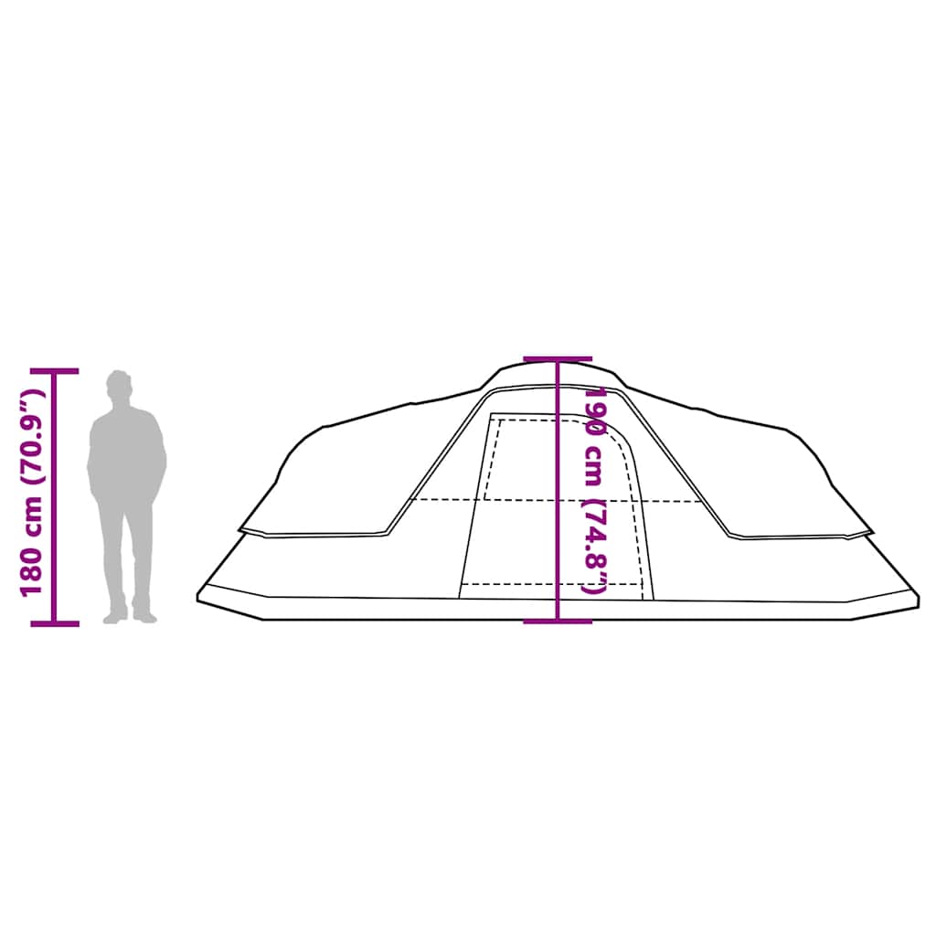 Afmetingen van de vidaXL koepeltent: hoogte 180 cm en breedte 99 cm.