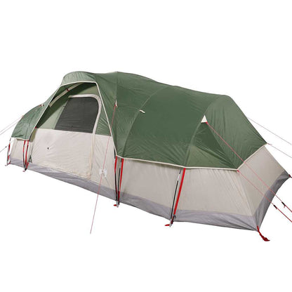 Detail van de vidaXL koepeltent in groen, zijaanzicht met gaaswanden voor ventilatie.