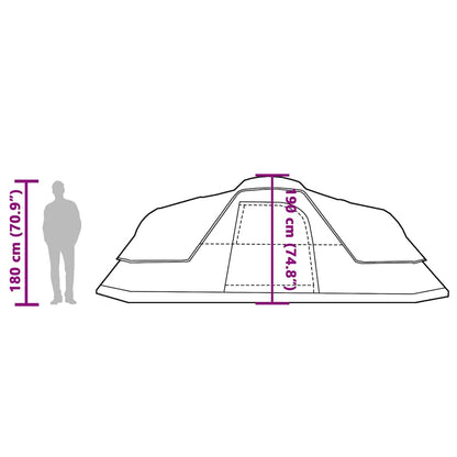 Detail van de vidaXL koepeltent met afmetingen en zijaanzicht.