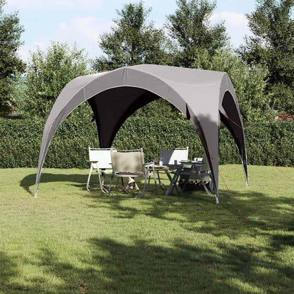 Detail van de vidaXL partytent in grijs, met open voorkant en stevige steunpilaren.