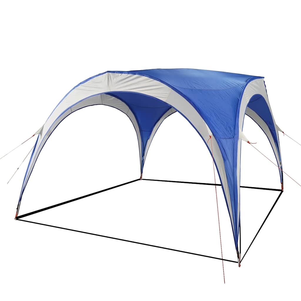 Detail van de vidaXL partytent in blauw met waterdichte bovenkant en open voorkant.