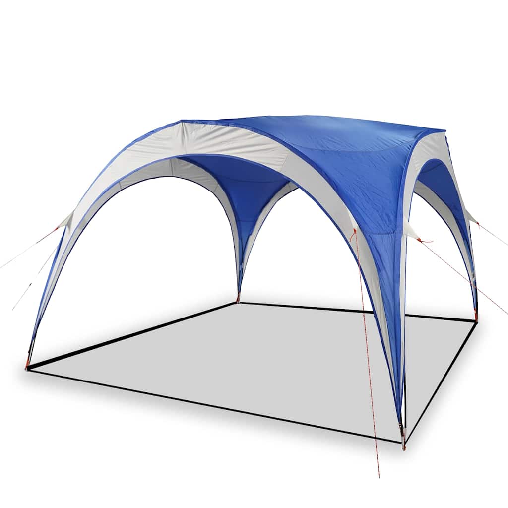 Detail van de vidaXL waterdichte partytent in blauw, zijaanzicht met opzetstructuur.