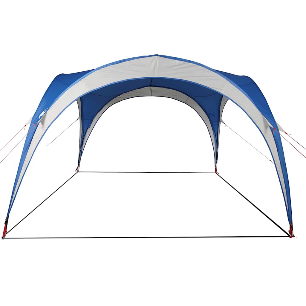 Zijaanzicht van de vidaXL waterdichte partytent in blauw met open structuur.