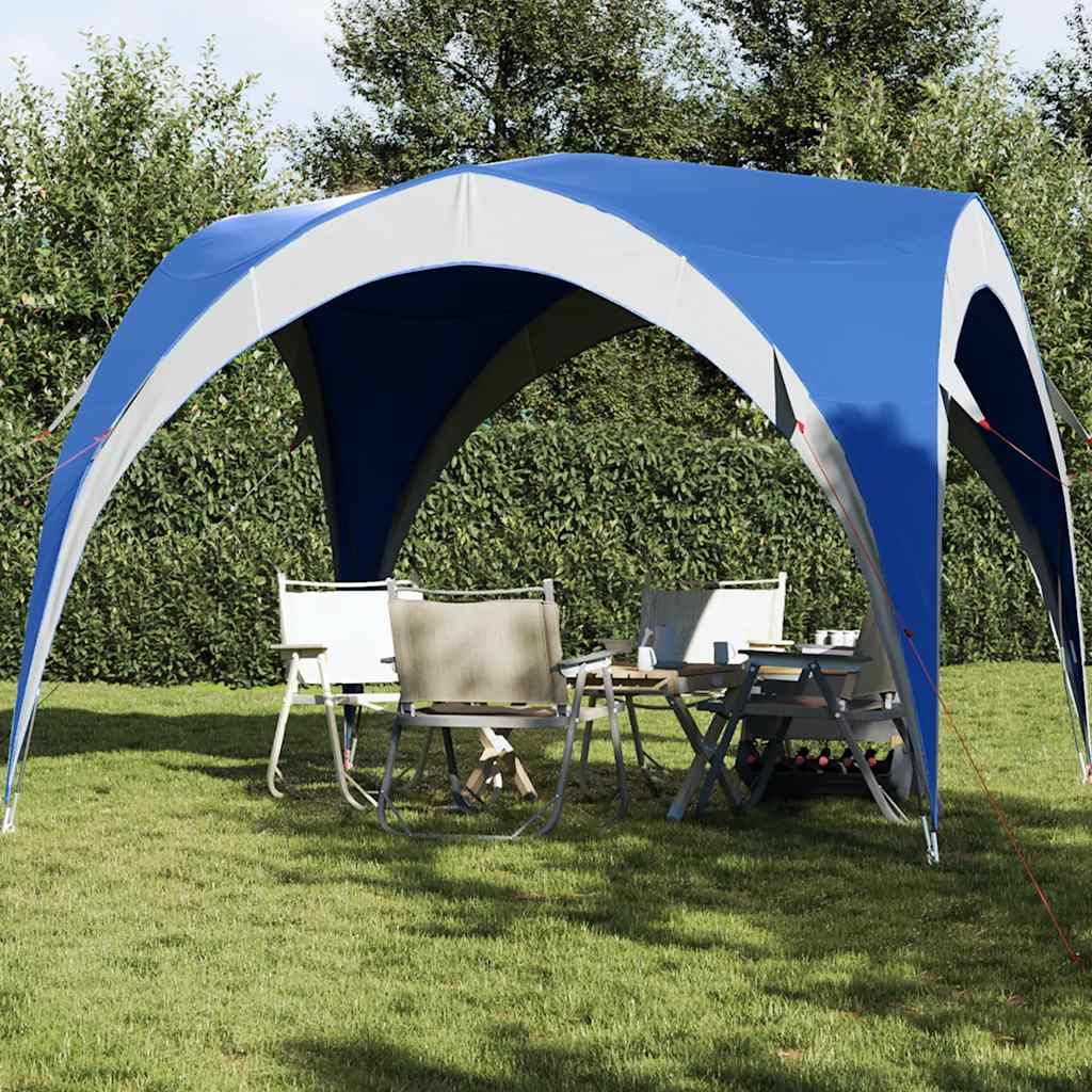 Blauwe vidaXL partytent met open voorkant, perfect voor buitenfeesten.