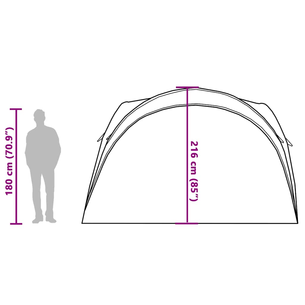 Detail van de vidaXL partytent met afmetingen en hoogte-informatie in groen.