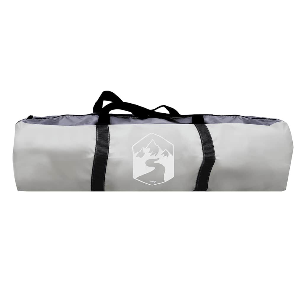 Opbergtas voor de vidaXL partytent, lichtgrijs met zwarte banden en logo.