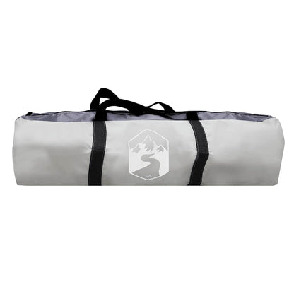 Opbergtas voor de vidaXL partytent, lichtgrijs met zwarte banden en logo.