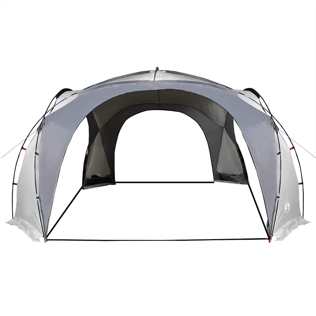 Detail van de vidaXL partytent in grijs met open zijwanden voor ventilatie.