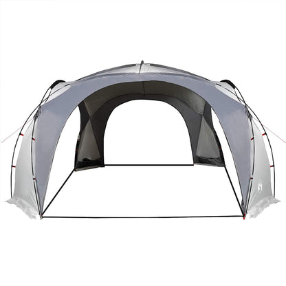 Detail van de vidaXL partytent in grijs met open zijwanden voor ventilatie.