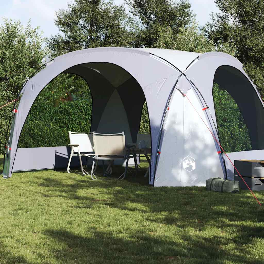 Witte en grijze vidaXL partytent van 3x4 meter, waterdicht en windbestendig, opgesteld in de tuin.
