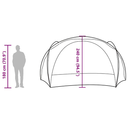 Detail van de vidaXL partytent met afmetingen en zijaanzicht van de tent.