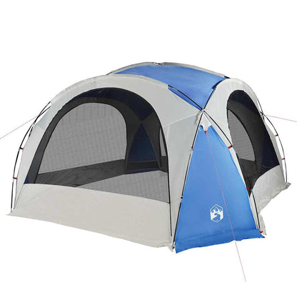 Detail van de vidaXL partytent met waterdichte blauwe zijwanden en ventilatieroosters.