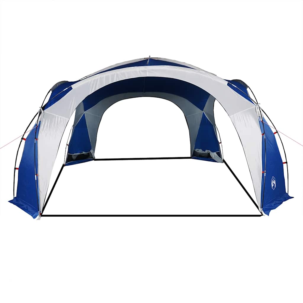 Zijaanzicht van de vidaXL waterdichte partytent in blauw, met open ingang.
