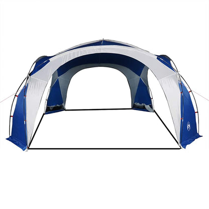 Zijaanzicht van de vidaXL waterdichte partytent in blauw, met open ingang.