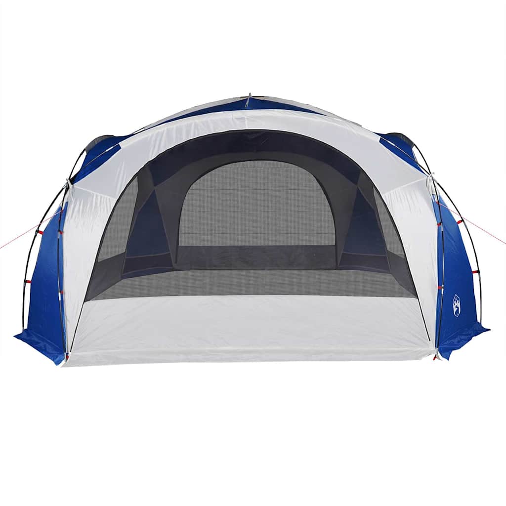 Detail van de vidaXL waterdichte partytent in blauw met ventilatieroosters.