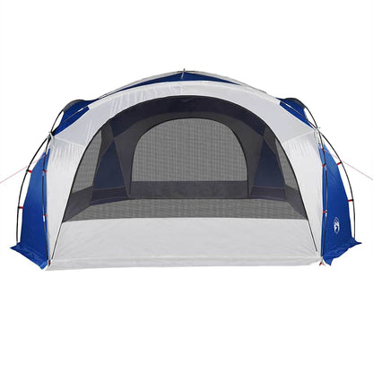 Detail van de vidaXL waterdichte partytent in blauw met ventilatieroosters.