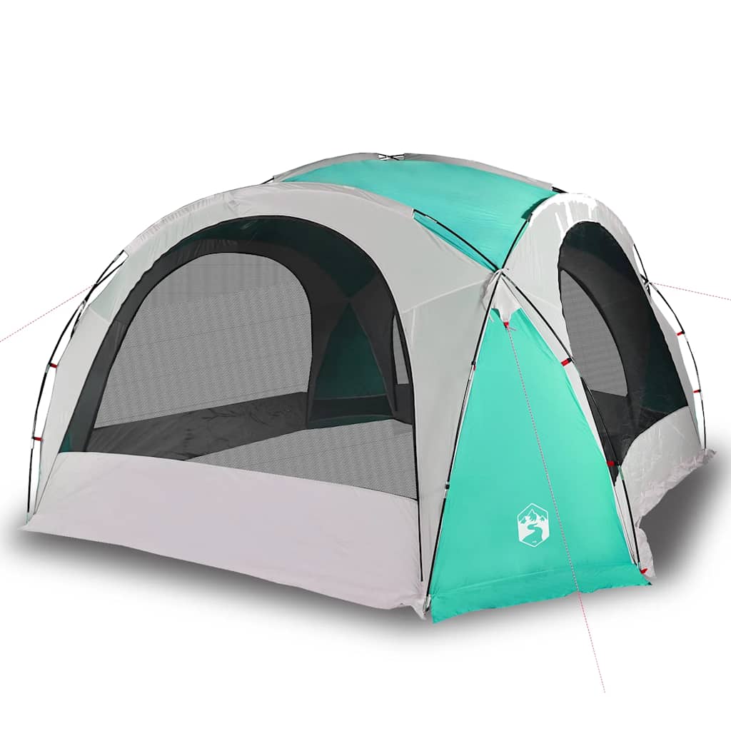 Detail van de vidaXL waterdichte partytent in groen, met ventilatieroosters en stevige constructie.