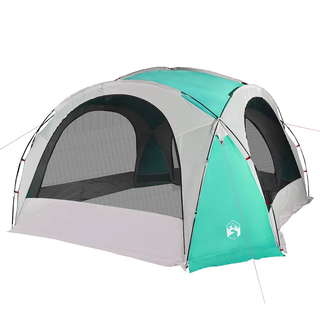 Detail van de vidaXL waterdichte partytent in groen met ventilatieroosters en stevige constructie.