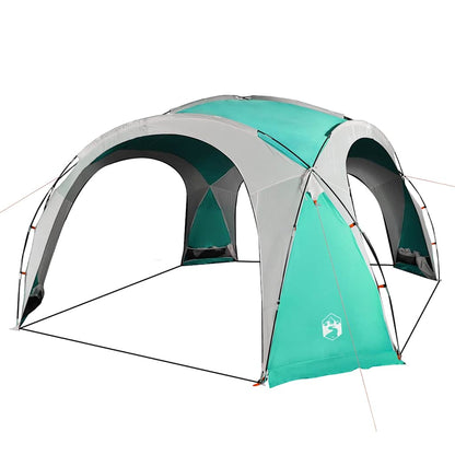 Detail van de vidaXL waterdichte groene partytent met een zijaanzicht en ventilatieopeningen.