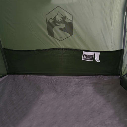 Detail van de groene vidaXL opbergtent met waterdichte binnenkant en logo.