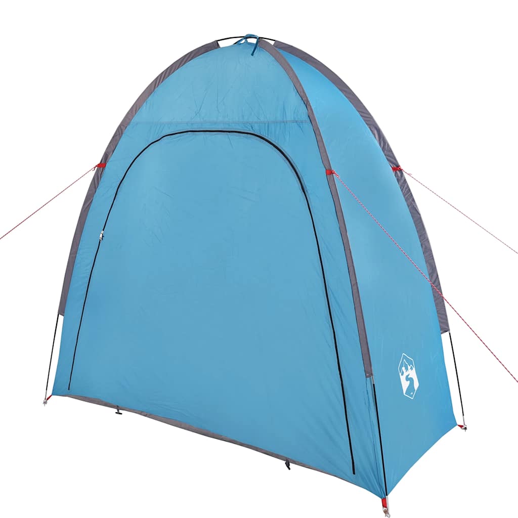 Zijaanzicht van de vidaXL waterdichte opbergtent in blauw, met bevestigingslijnen.