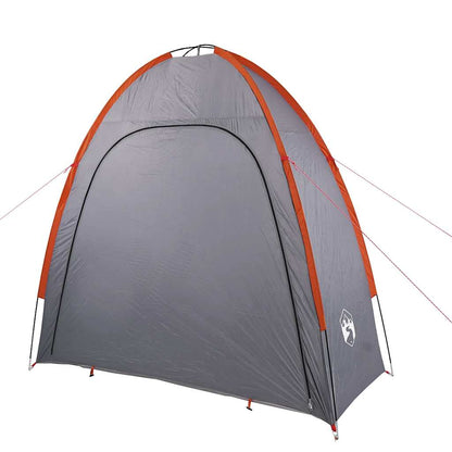 Zijaanzicht van de vidaXL waterdichte opbergtent in grijs met oranje details.