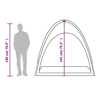 Detail van de vidaXL opbergtent met afmetingen en hoogte-informatie.