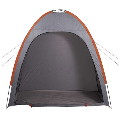 Detail van de vidaXL opbergtent met grijs en oranje kleur, zijaanzicht van de opening.