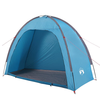 Zijaanzicht van de vidaXL waterdichte opbergtent in blauw, met open ingang.