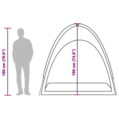Detail van de vidaXL opbergtent met afmetingen en zijaanzicht van de tent.