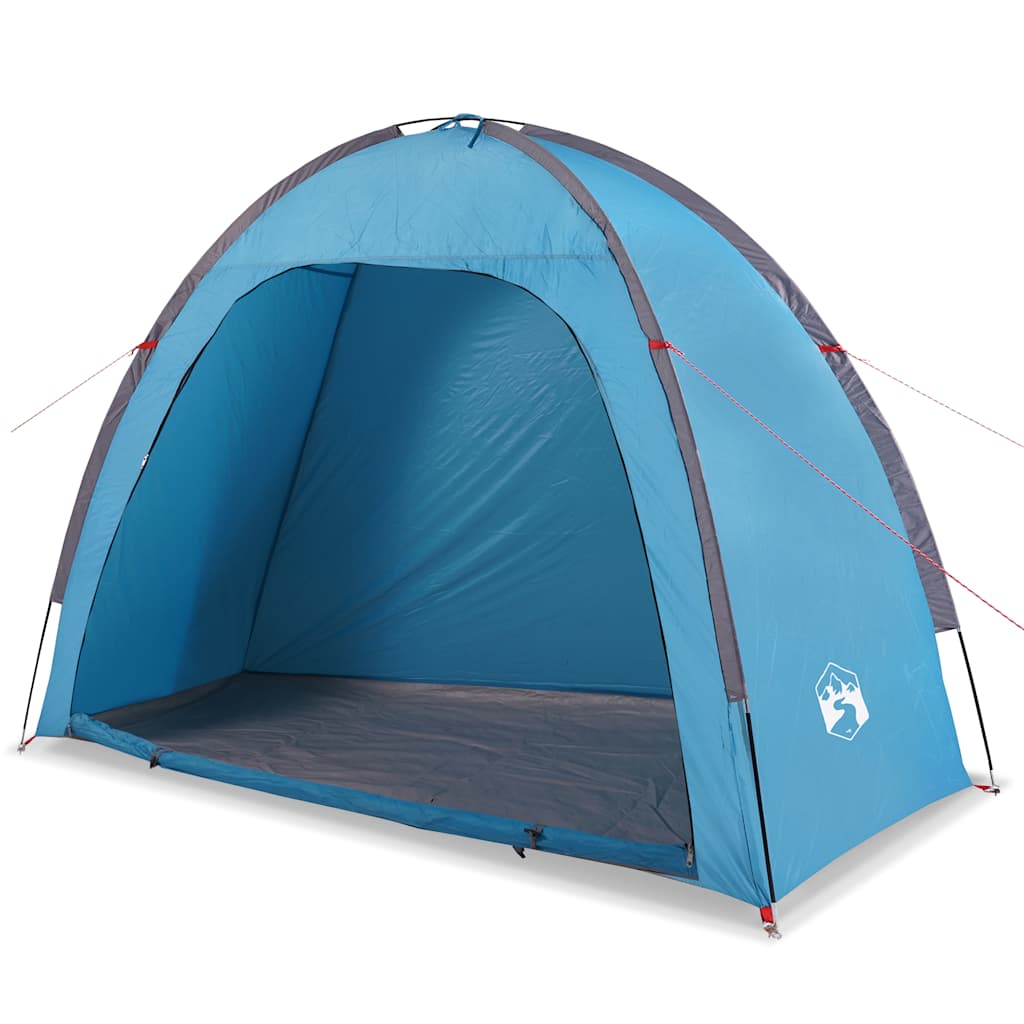 Detail van de vidaXL opbergtent in blauw, met open ingang en waterdichte binnenkant.