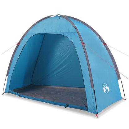 Detail van de vidaXL opbergtent in blauw, met open ingang en waterdichte binnenkant.