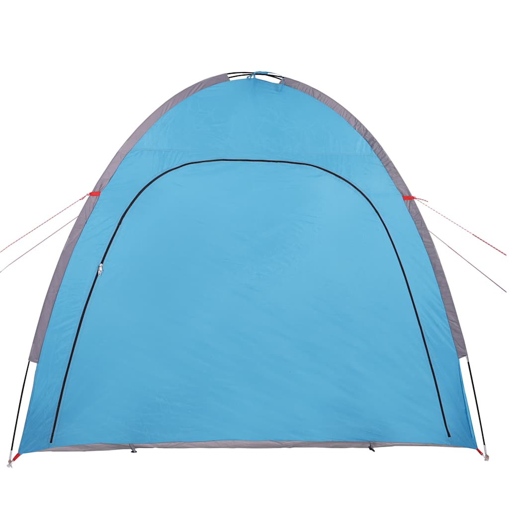 Zijaanzicht van de vidaXL waterdichte opbergtent in blauw met een gebogen bovenkant.