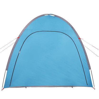 Zijaanzicht van de vidaXL waterdichte opbergtent in blauw met een gebogen bovenkant.