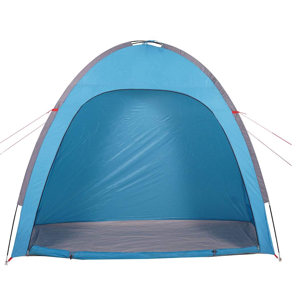 Detail van de blauwe vidaXL opbergtent, met een zicht op de ruime ingang.